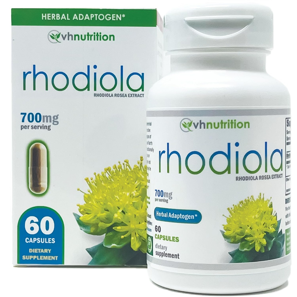 VH Nutrition RHODIOLA | Rhodiola Rosea Supplement | 3 % Salidrosides 표준화 된 추출물 | 60 간편한 스와로 캡슐