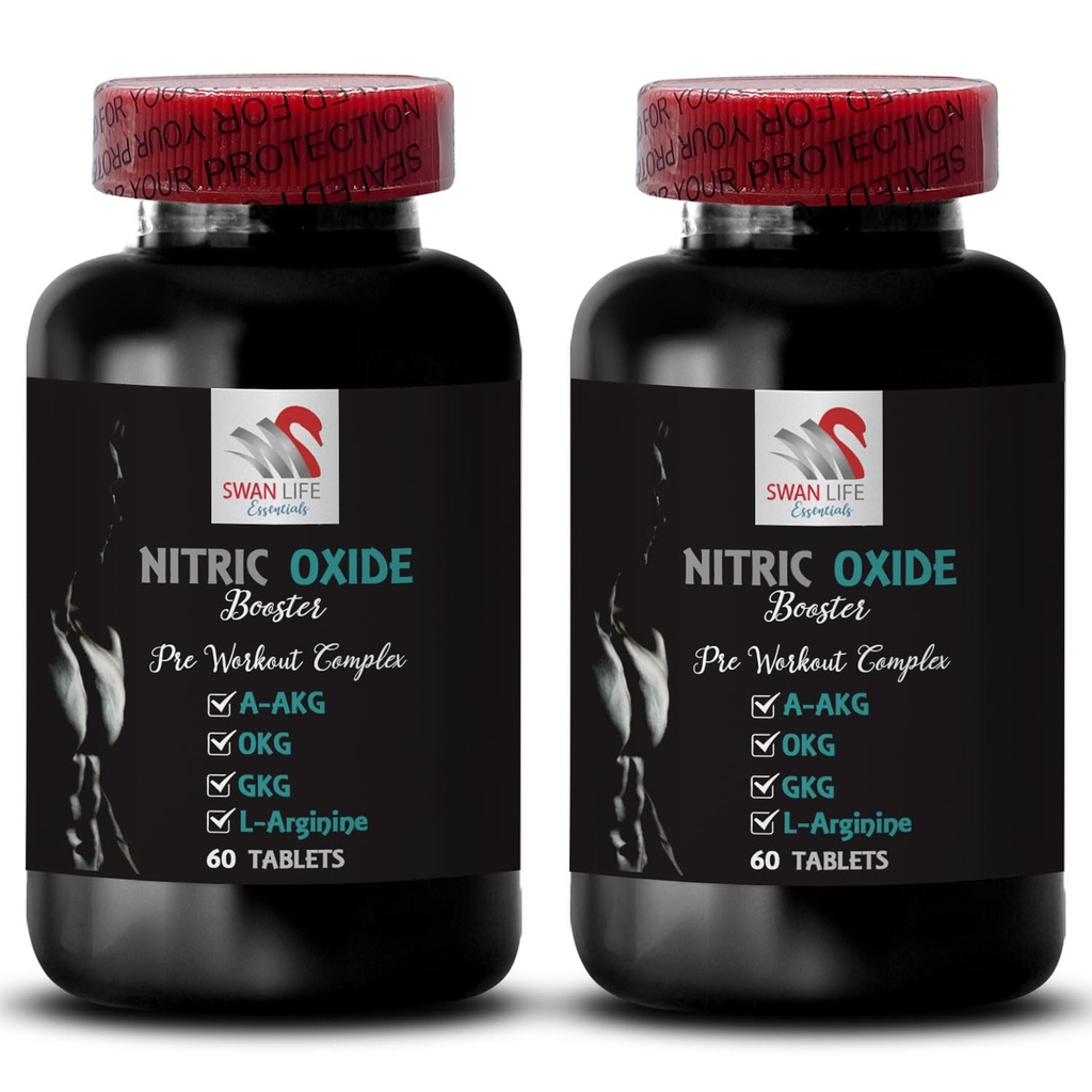 매일 보충제 - NITRIC OXIDE BOOSTER - 남성, 운동 보충제, 성능 향상, 전력 초점, 체력 수식, 내구력 부스터, 근육 증강 2 병 120 탭에 대한 질소 산화물 보충