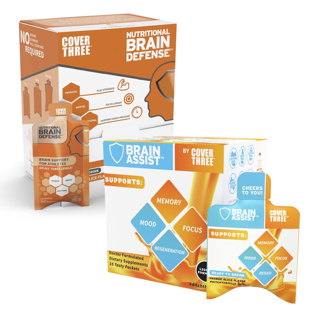 Brain Assist + Brain Defense | 지원 Focus, Memory, Clarity, Concentration, 재생 지원 | 오메가 생선 기름, Resveratrol, Turmeric, Uridine, Curcumin, 비타민 C