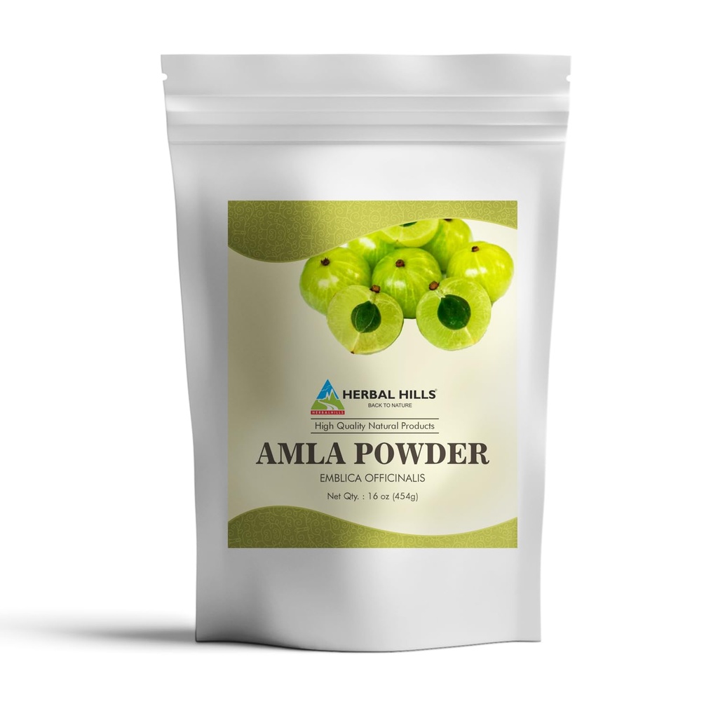 HERBAL HILLS Amla 분말 454 GMS 인도 Gooseberry Emblica Officinalis 항 산화제 (16 Ounce 팩 1)에 있는 부유한