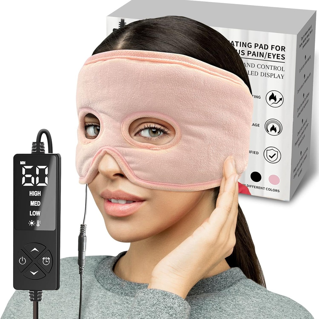 3개의 열 조정, 눈, Sinusitis, 호르몬 Migraine, 긴장 두통 기복을 위한 여분 큰 얼굴 난방 패드를 가진 Moist 열 Sinus 압력 기복 가면