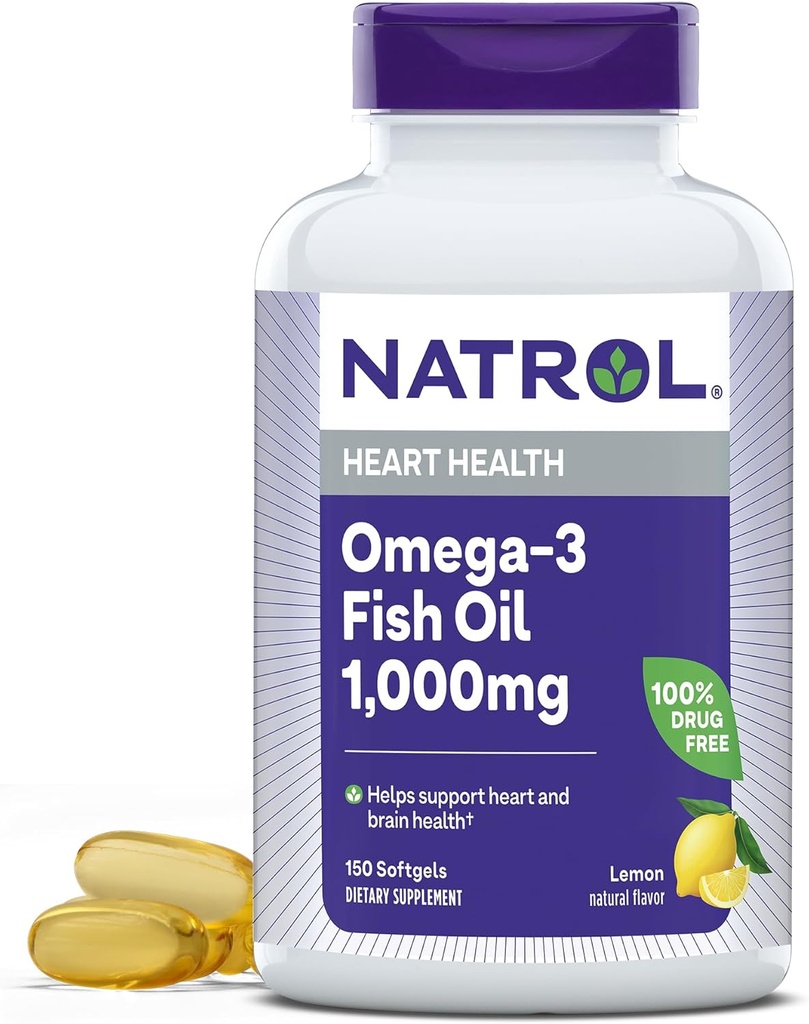 Natrol, Omega-3 물고기 기름 Softgels의 심장 건강 규정식 보충교재, 1000 mg, 150 조사