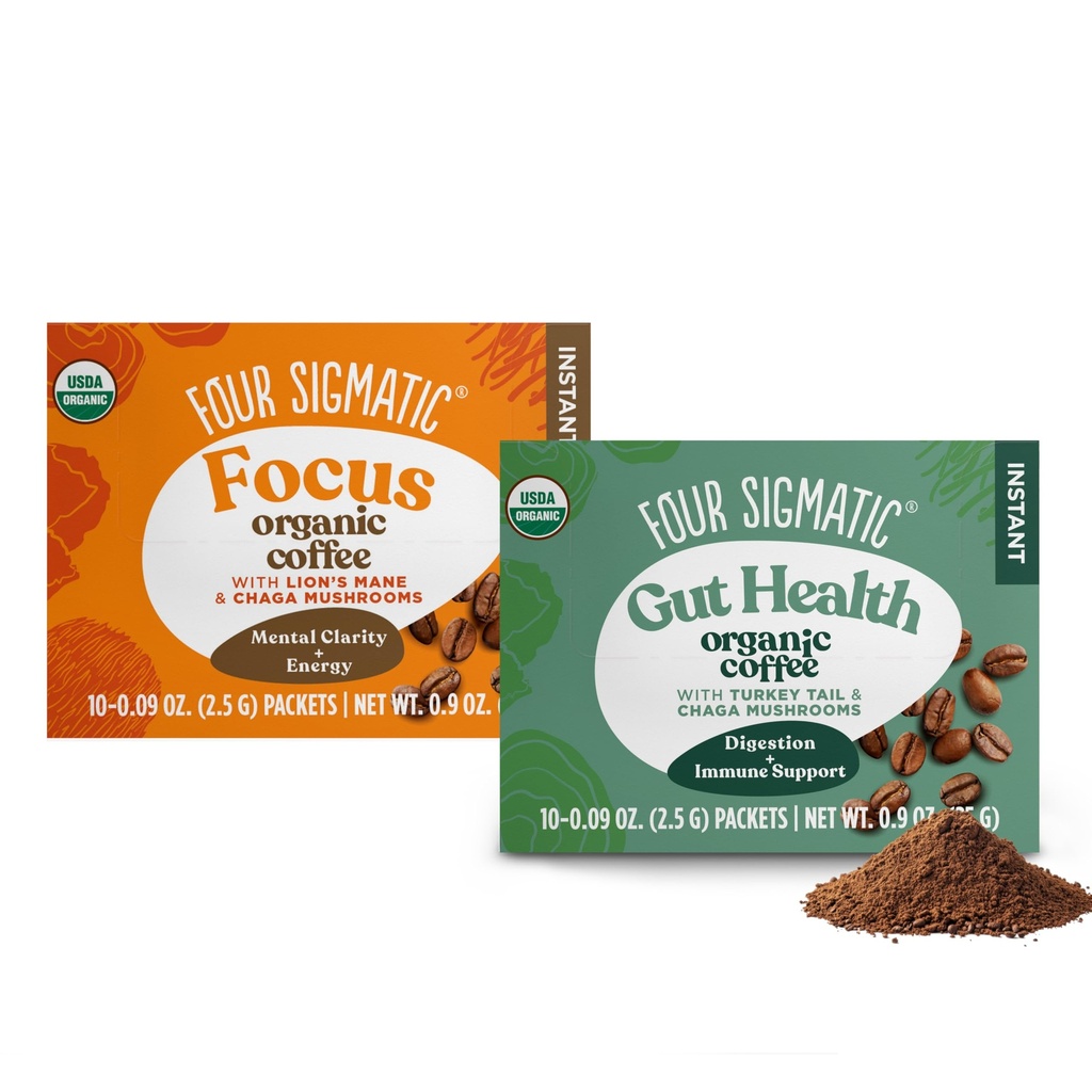 4 시그마틱 버섯 커피 믹스 팩 2 - 사자 Mane 및 Chaga & Cordyceps 및 Chaga