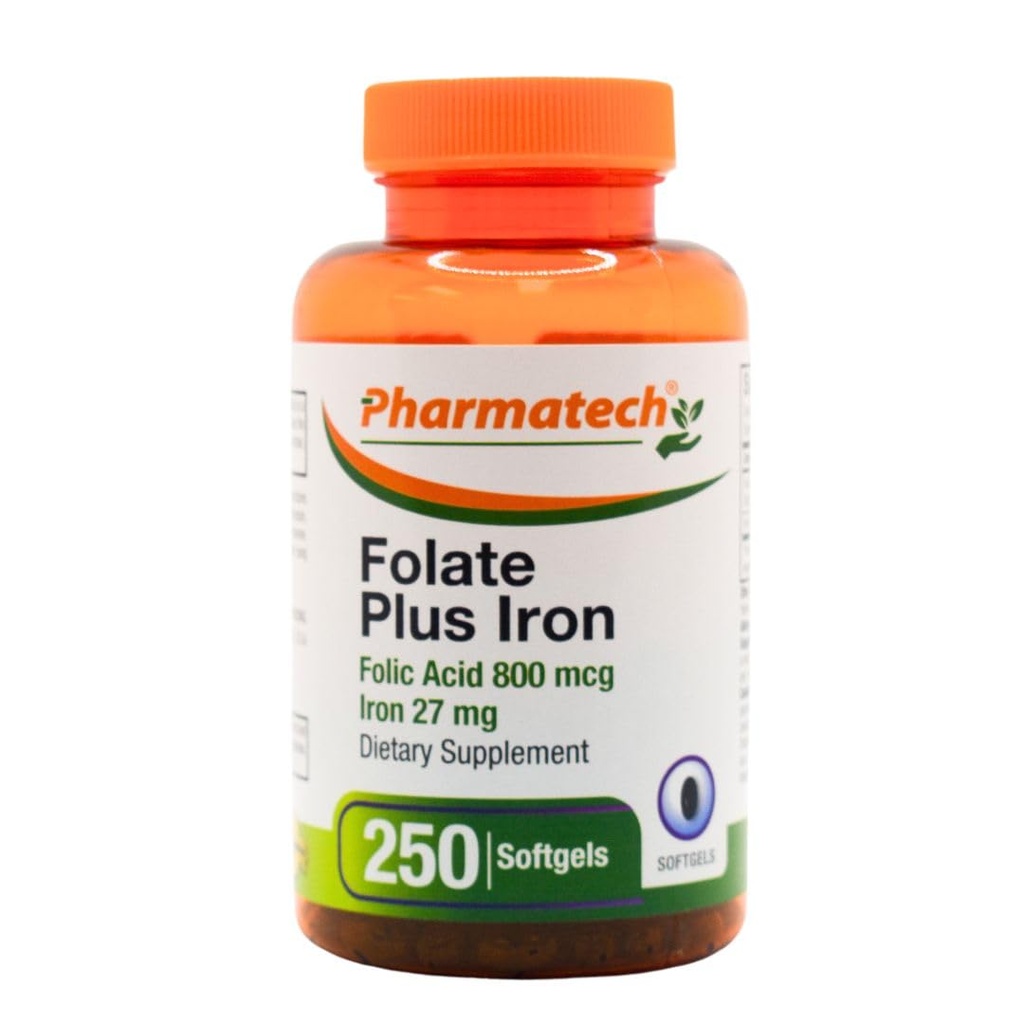 Folic 산 800 mcg 플러스 철 27 mg 보충 여자, 비타민 B9, Folate Prenatal, 빠른 흡수, 미국에서 만든, 250 Softgels