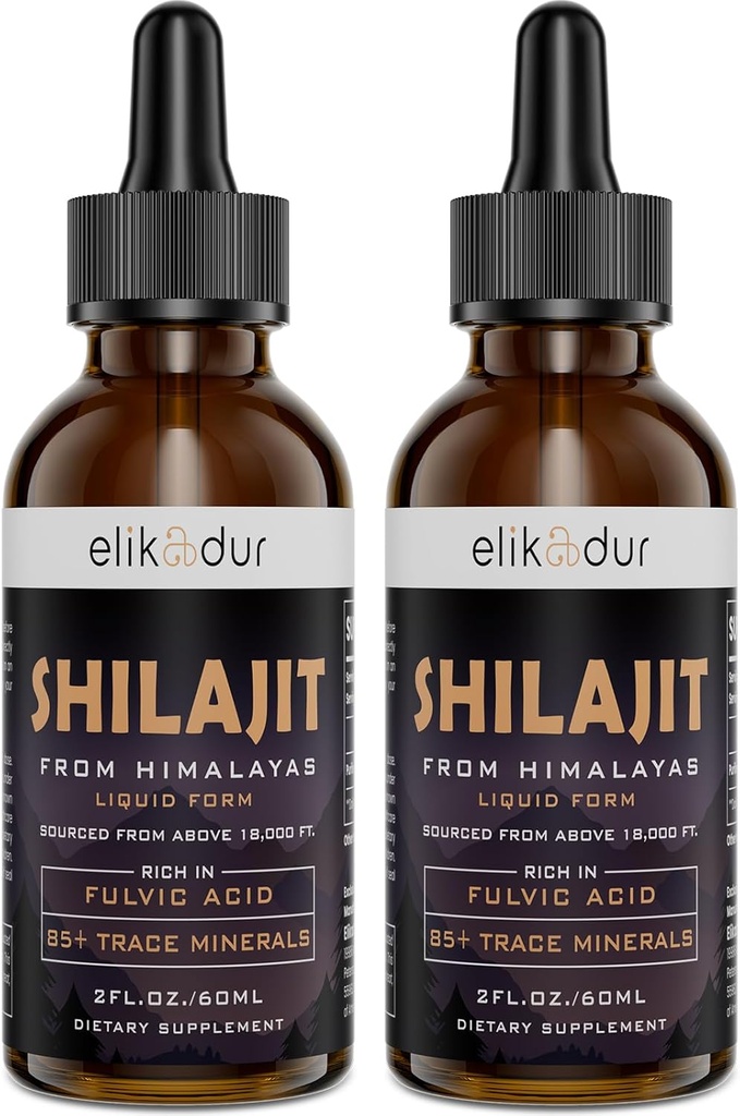 Shilajit 수지 유기 액체 보충교재, Shilajit Himalayan 유기, Shilajit 액체 하락, Shilajit 하락은 수지 & 캡슐, 120 ml에 85의 추적 무기물, 대안을 포함합니다