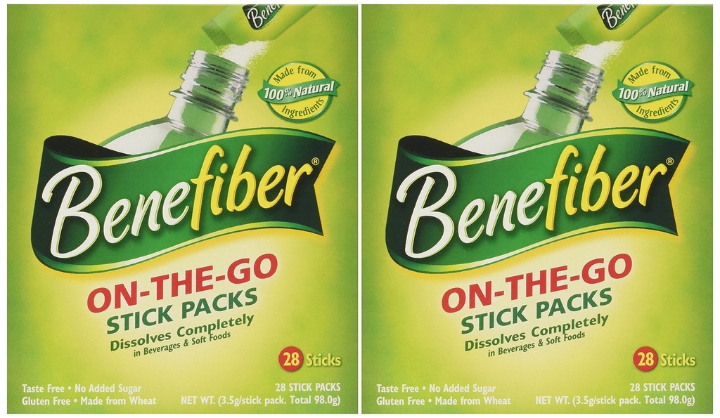 Benefiber 지팡이 팩 섬유 보충교재, 맛은, 완전하게 28-4g (0.14oz) 2PACK TOTAL 56 STICKS 녹습니다