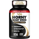 Horny Goat Weed 1275 mg MAX STRENGTH w/Maca (2 달 공급) - 남성과 여성을위한 에너지 및 성능 복합체 | 120 Vegan 캡슐