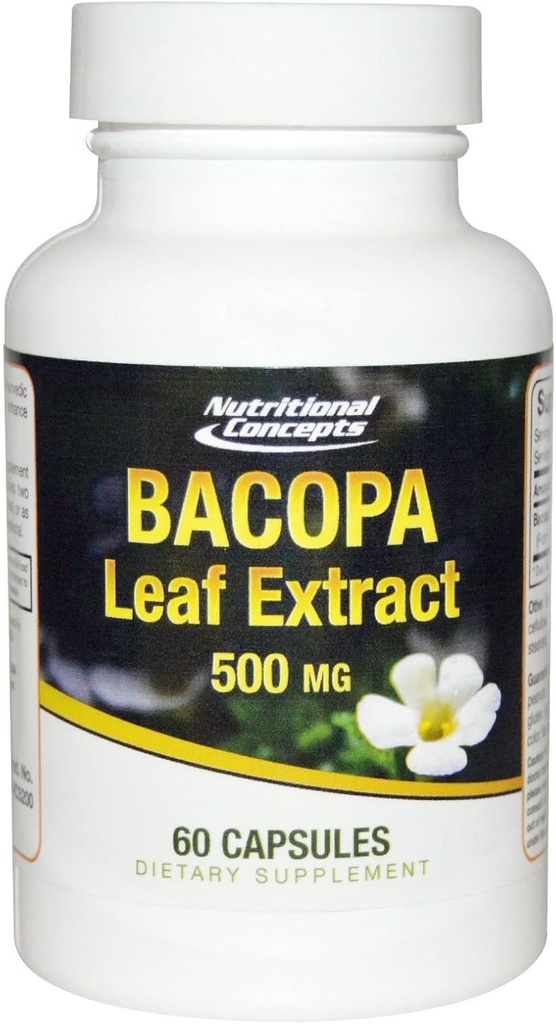 Bacopa 잎 추출물 - 500 mg - 60의 캡슐