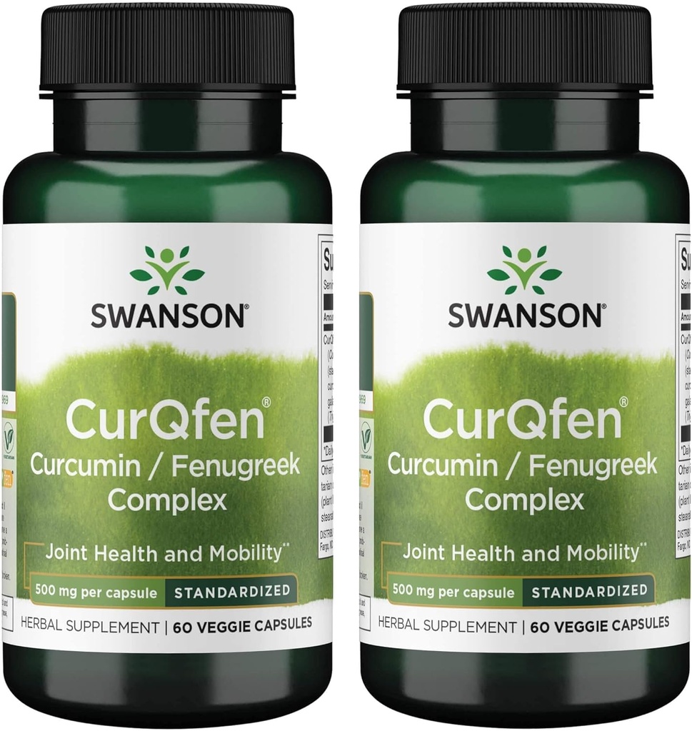 Swanson 제어 릴리스 Curqfen Curcumin / Fenugreek Complex 60 Veg 캡슐 (2 팩)