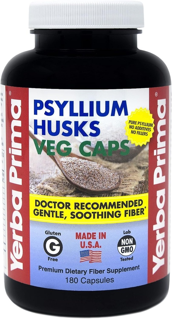 Yerba Prima 섬유 Psyllium Husks - 180 Veg 모자