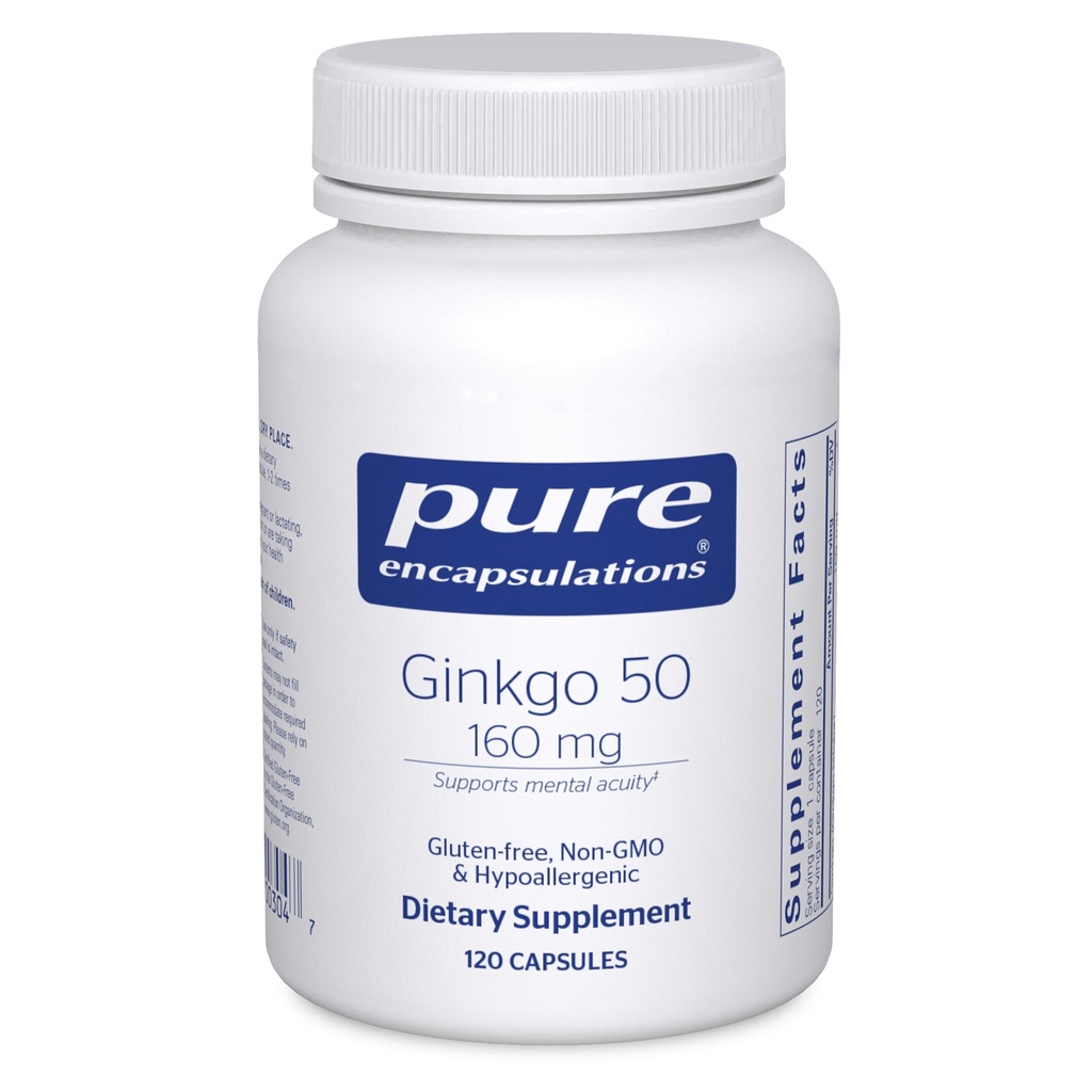 Pure Encapsulations Ginkgo 50 160 mg | Ginkgo Biloba Supplement to Support Oxygen, Blood Circulation, Mild Memory issues Associated with Aging* | 120 캡슐