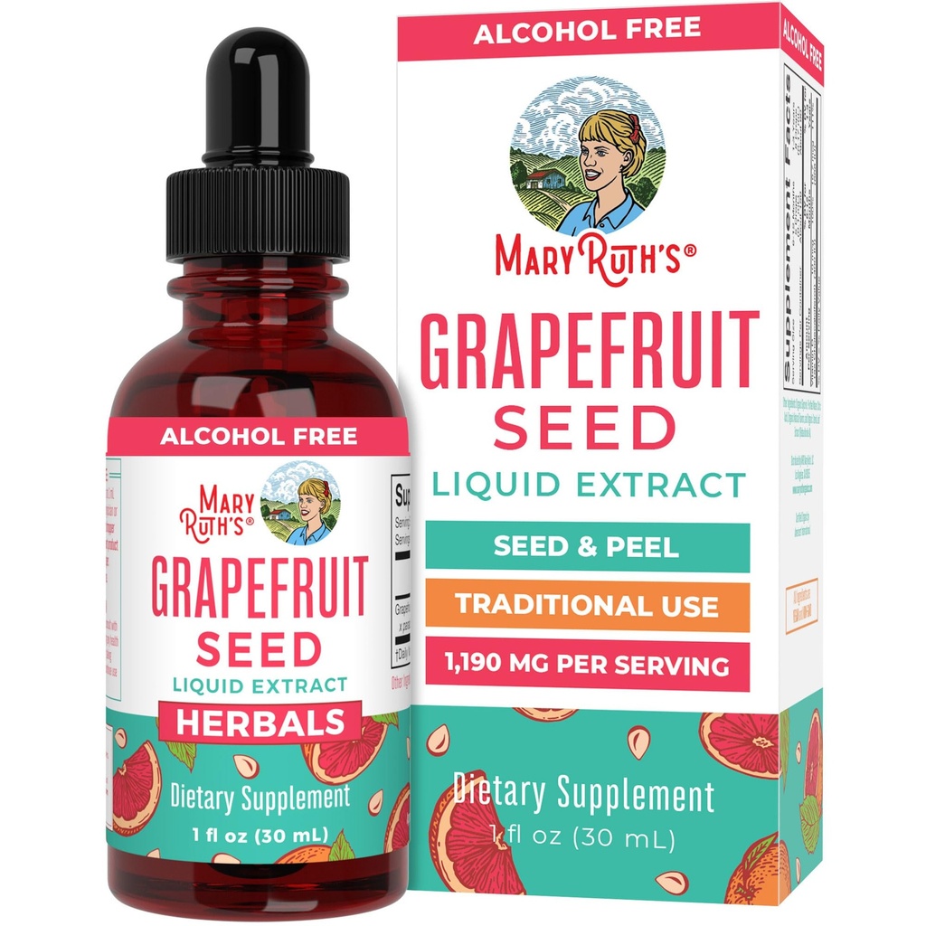 MaryRuth Organics Grapefruit Seed Extract Grapefruit Seed Oil Drops | Peel & Seed | 초본 통기성 액체 방울 | 설탕 무료 | Vegan | Non-GMO | 글루텐 프리|Unflavored | 30 인분 | 1 Fl Oz