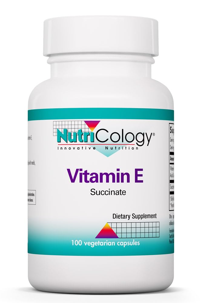 Nutricology 비타민 E 숙신산 보충교재 - 남자 & 여자를 위해, 400 IU D 알파 Tocopheryl, 산화 방지제, 채식 캡슐 - 100개 조사