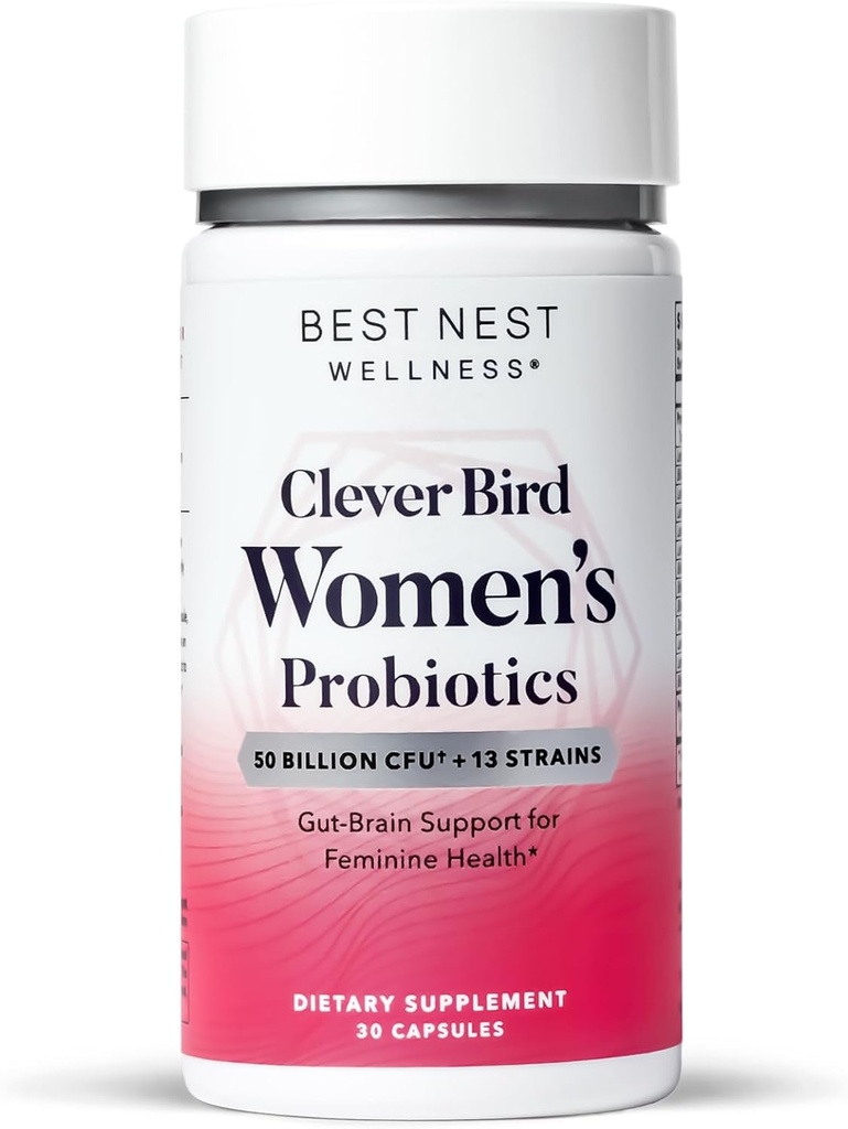 Best Nest Wellness Women's Probiotics - Gut & Brain Health Support Supplement - Multiple Probiotic Strains - 여성을위한 소화 지원 보충 - 30 캡슐