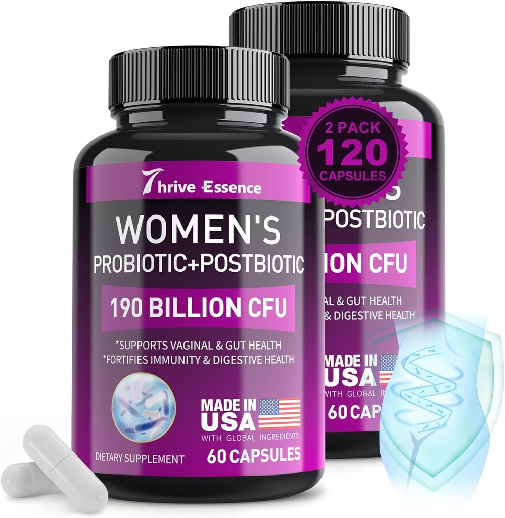 여성을위한 프로 바이오 틱 190 억 CFU - 10 와우엔 - 면역, 소화, 구트, 질 및 우린 건강, PH 밸런스 지원 오카시적 변비, 가스 및 부유, 120 캡슐