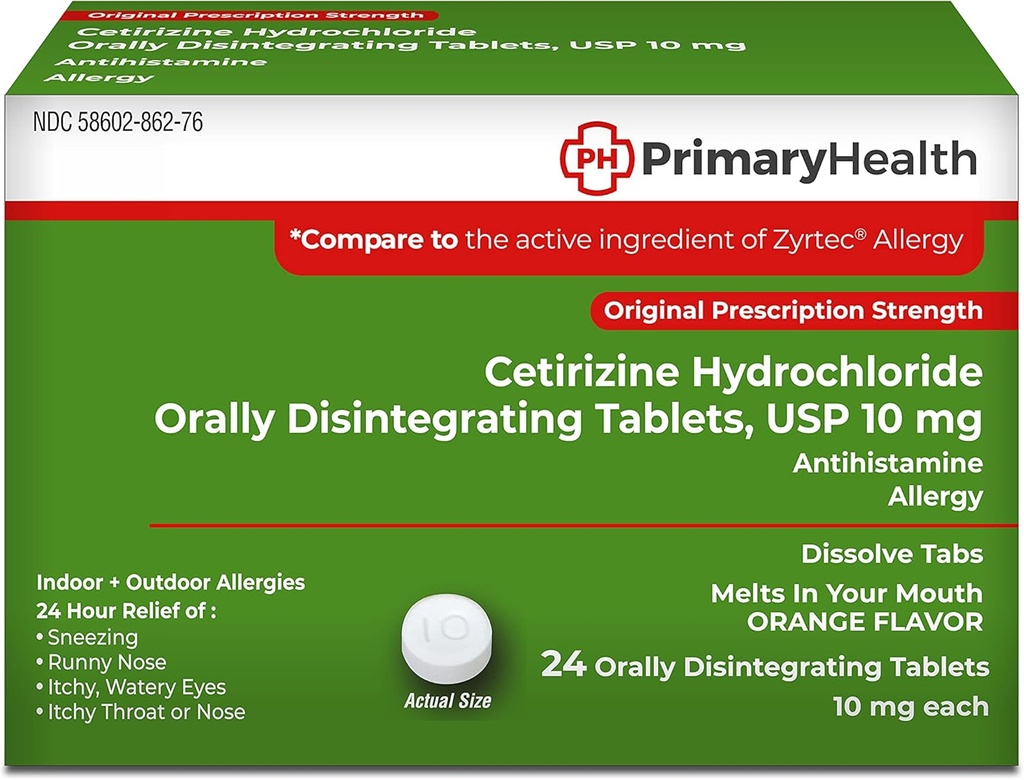 Cetirizine Hcl, 10mg Odt, 24 조사, 24 조사