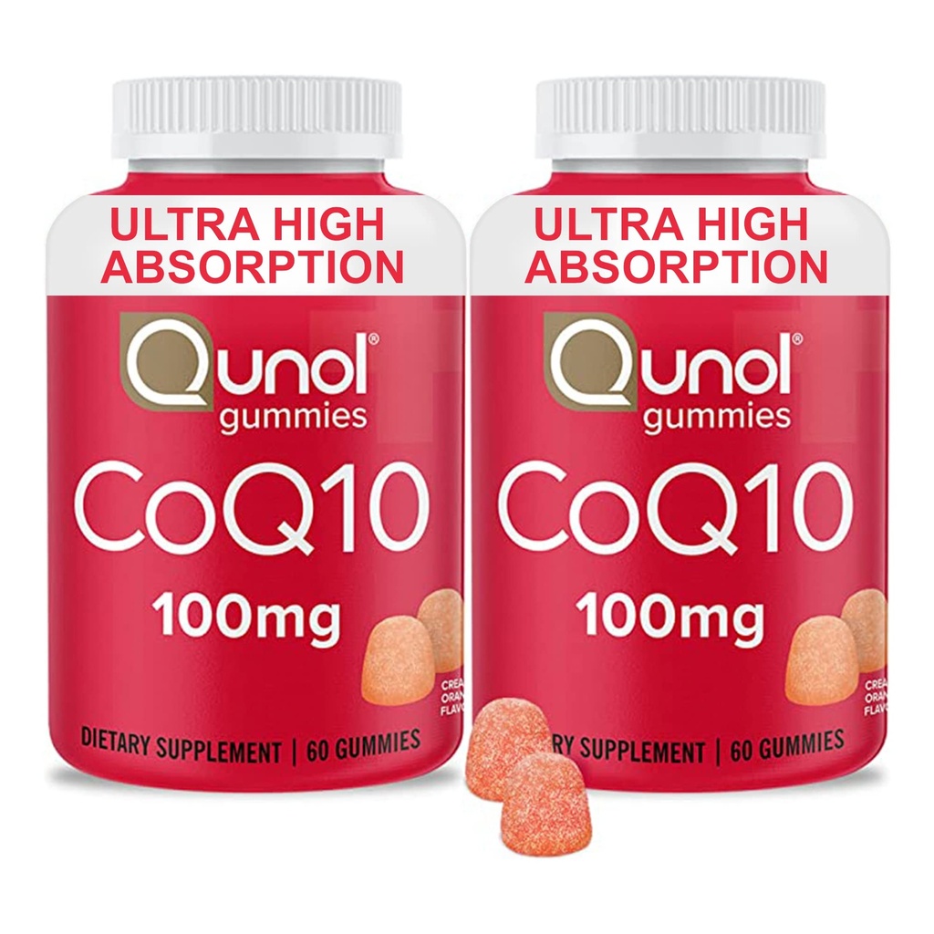 Qunol CoQ10 Gummies, CoQ10 100mg의 Delicious Gummy 보충 교재, 도움 지원 심장 건강, 채식주의자, 글루텐은, 매우 높은 흡수, 2 달 공급 (60의 조사, 2)를 해방합니다