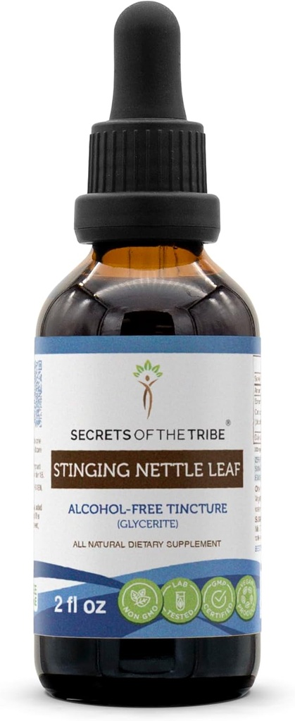 Tribe Sting Nettle Leaf Alcohol-Free Liquid Extract의 비밀, Sting Nettle (Urtica Dioica) 건조 잎 Tincture 보충 (2 FL OZ)