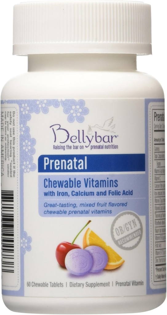 Bellybar 60 탭의 Prenatal Chewable 비타민