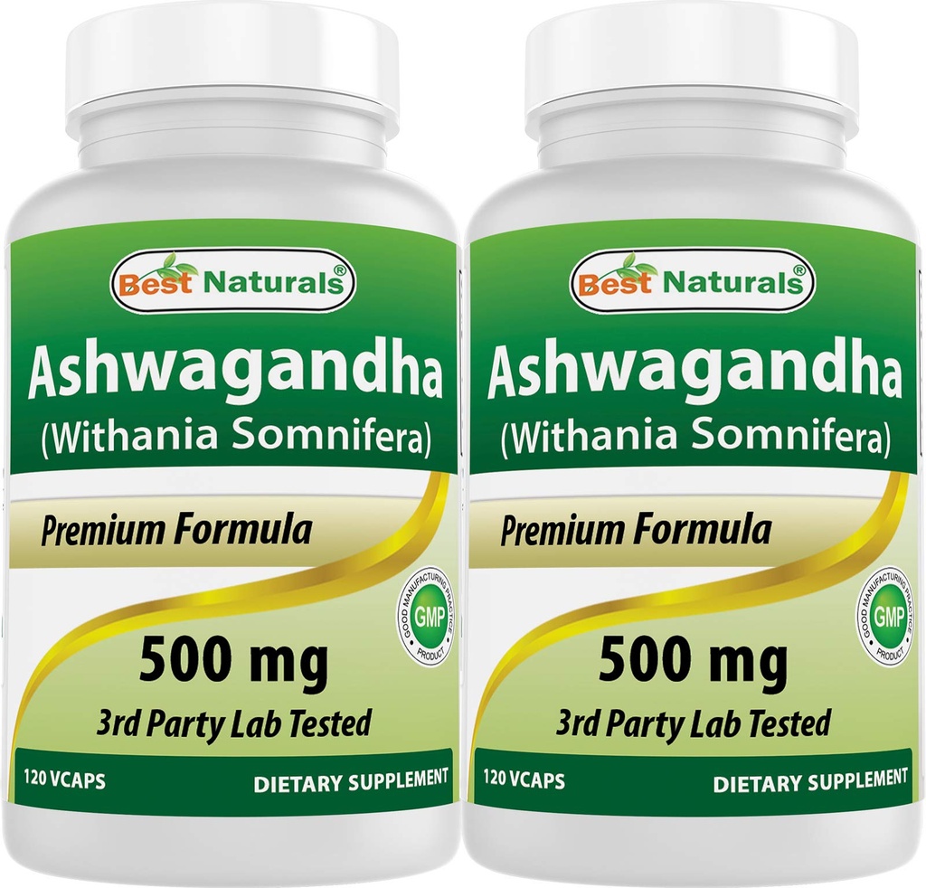 최고의 자연 2 팩 Ashwagandha 캡슐 휴식 스트레스와 무드, 500 mg, 120 조사 (총 240 캡슐)
