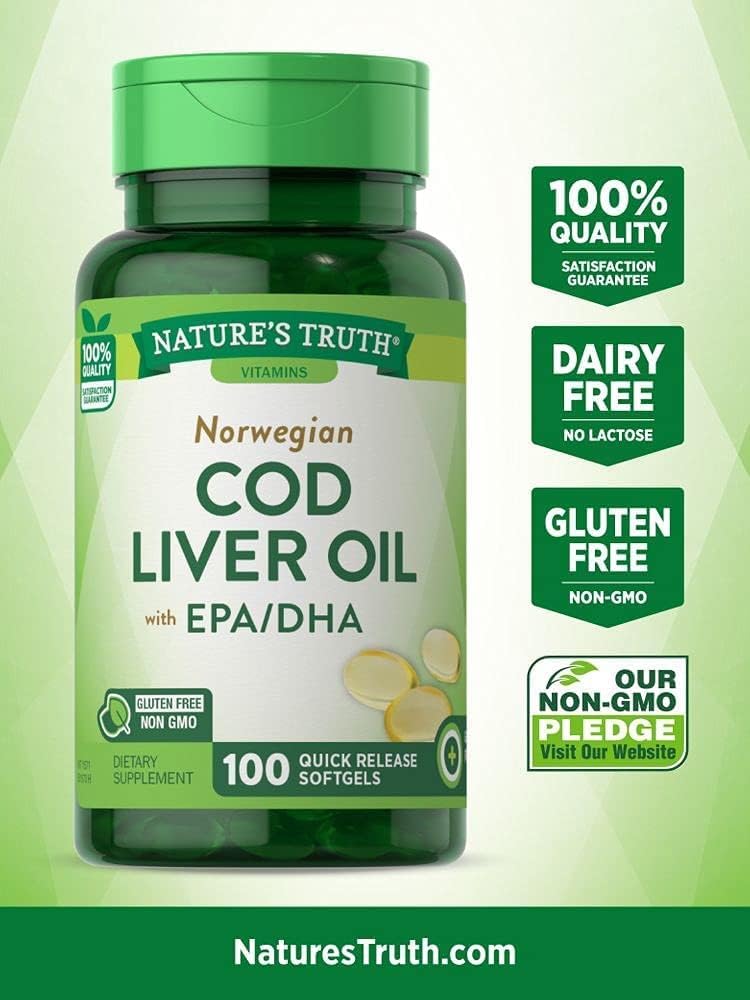 Nature's Truth Norwegian Cod Liver Oil Dietary Supplement - 100 Softgels, 6 팩