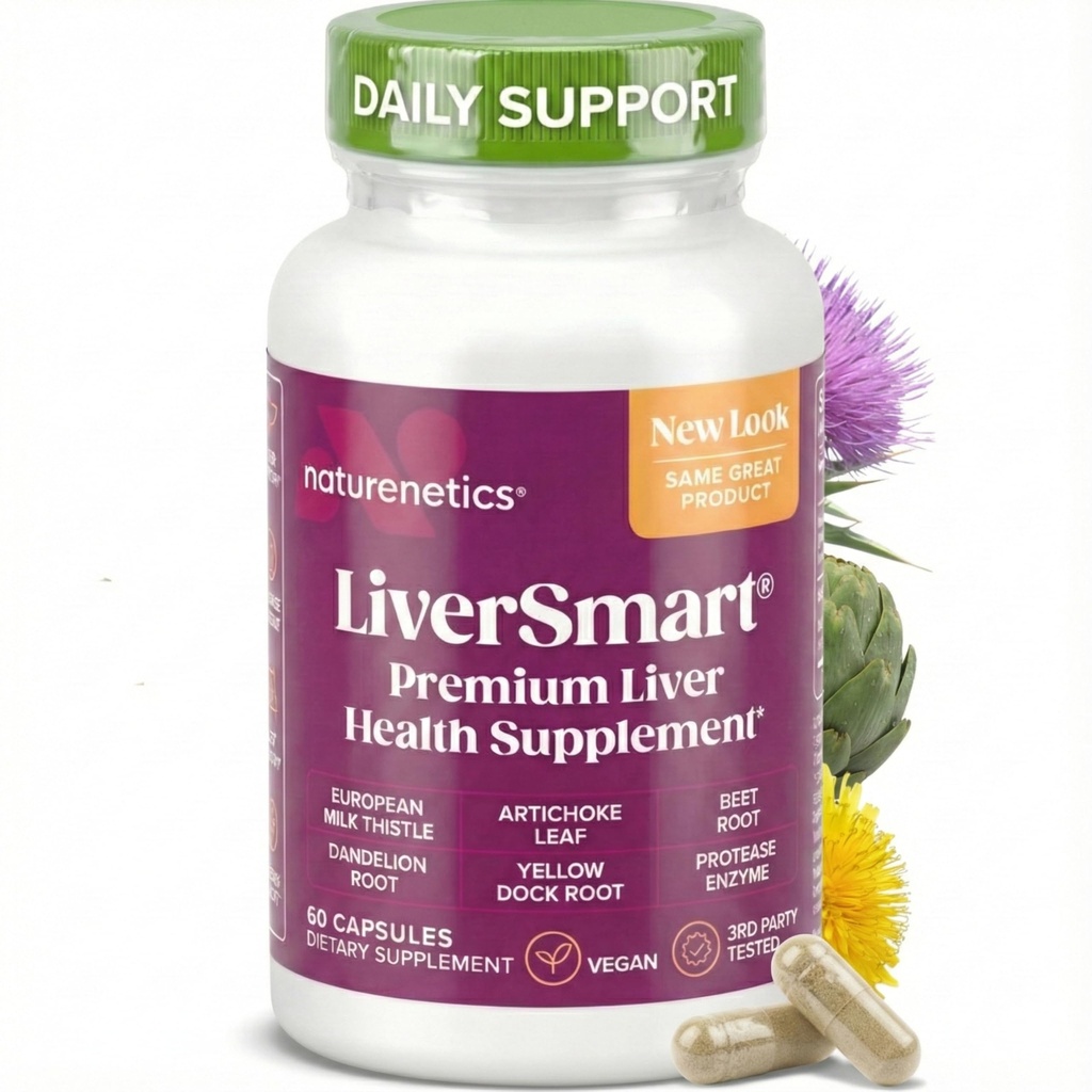 Naturenetics Milk Thistle Liver Cleanse & Support Supplement, 60 캡슐 - Artichoke & Dandelion의 80 % Silymarin 추출물, Liver Enzymes, Energy 및 Digestion 지원 - Vegan, 글루텐 프리