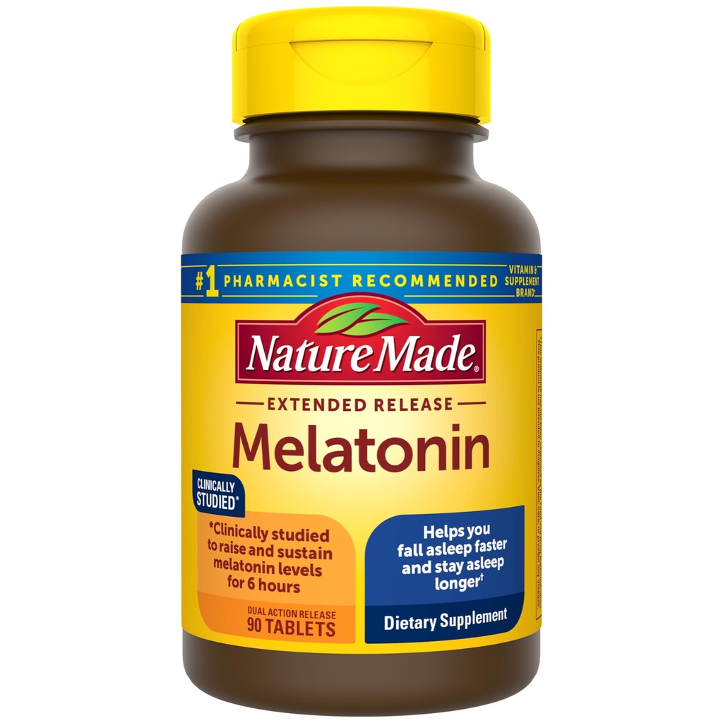 Nature Made Melatonin 4mg Extended Release Tablets, 성인을위한 수면 보조제, 100 % 약물 무료 수면 보조, 90 카운트, 90 일 공급