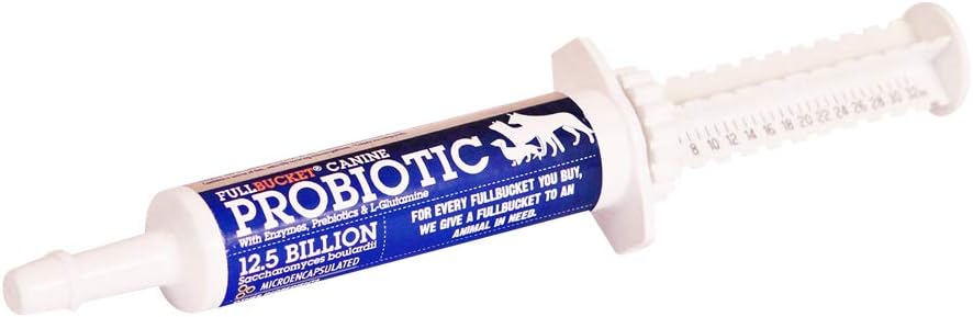 12.5 억 Probiotic CFUs, 효소, Prebiotics 및 L 글루타민을 가진 개를위한 FullBucket Canine Probiotic Paste, 32.5 mL 튜브