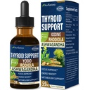 Thyroid 지원 드롭 - 액체 요오드 보충교재, 고아스 de YODO y Selenio para Tiroides, Con Rodiola Semenovii y Ortiga, Fight Brain Fog w/Ashwagandha & Rhodiola 추출물 Tincture.2 oz