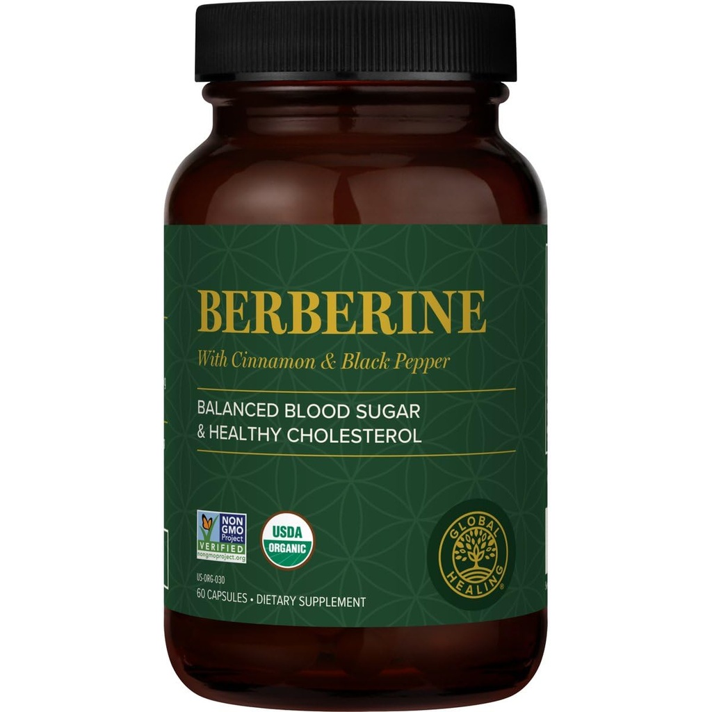 Global Healing Center - Ceylon Cinnamon & Black Pepper, 1200 mg- Extra Strength Berberine Supplement & Complex for Weight Loss (60 캡슐)의 유기 Berberine (Berberina)