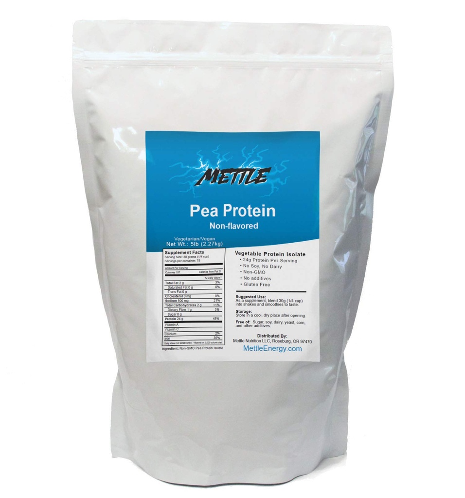 완두 단백질 분말 - 5 파운드 - 대량 순수한 보충 (Unflavored) - Mettle Pea Protein Isolate