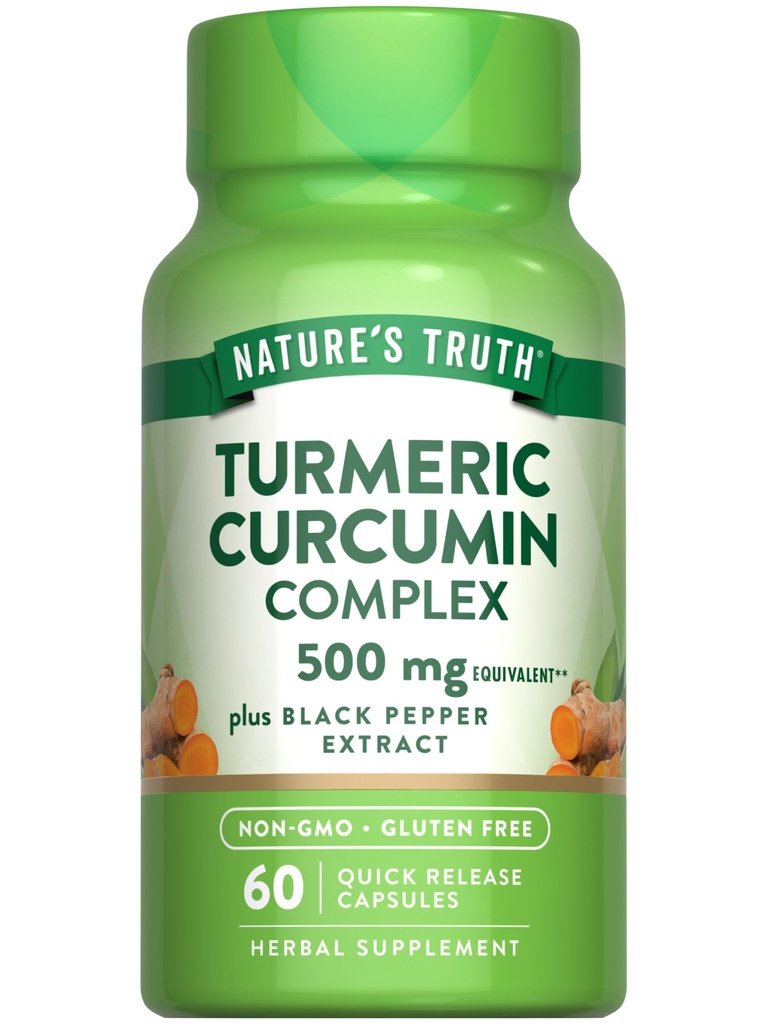 Nature's Truth Turmeric Curcumin with Black Pepper Extract | 60 캡슐 | 비 GMO 및 글루텐 프리 컴플먼트
