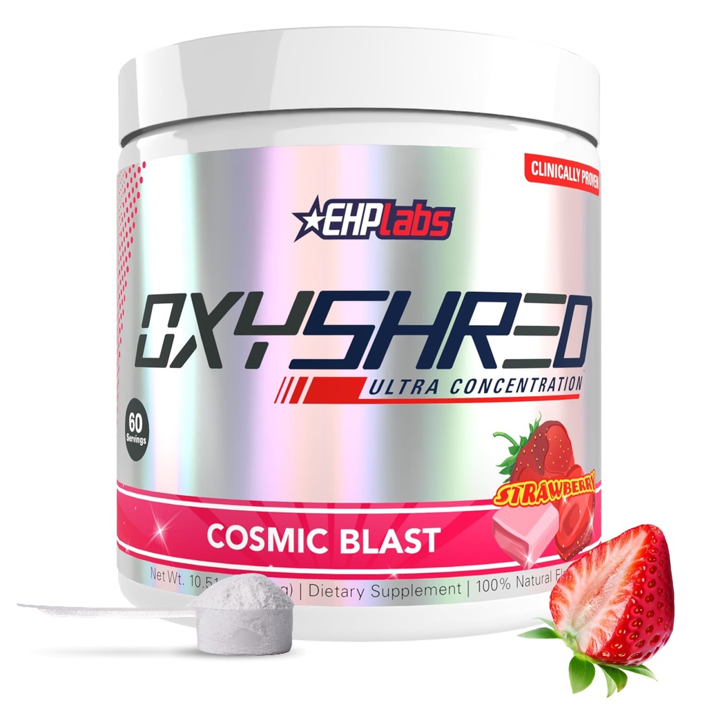 EHP Labs OxyShred Pre 운동 분말 - L 글루타민 & Acetyl L 카르니틴, 에너지 부스트 음료를 가진 Preworkout 분말 - Cosmic 돌풍, 60의 서빙