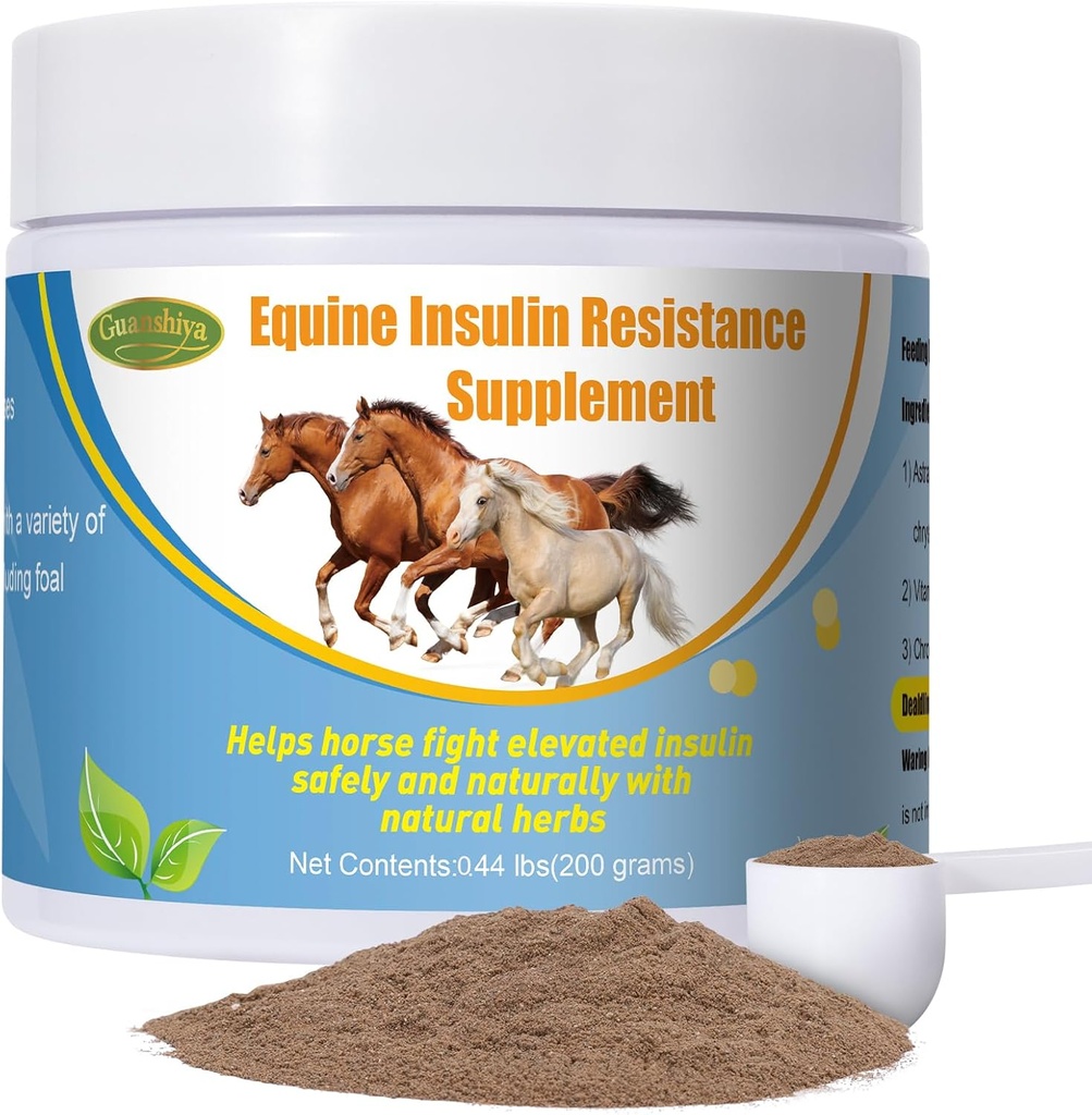 인슐린 저항은 말, Elevated 인슐린 수준을 가진 지원 말, Laminitis, Cushing의 증후군, 만성 간결 발, Pasture에 뒤, 0.44 lbs를 보충합니다