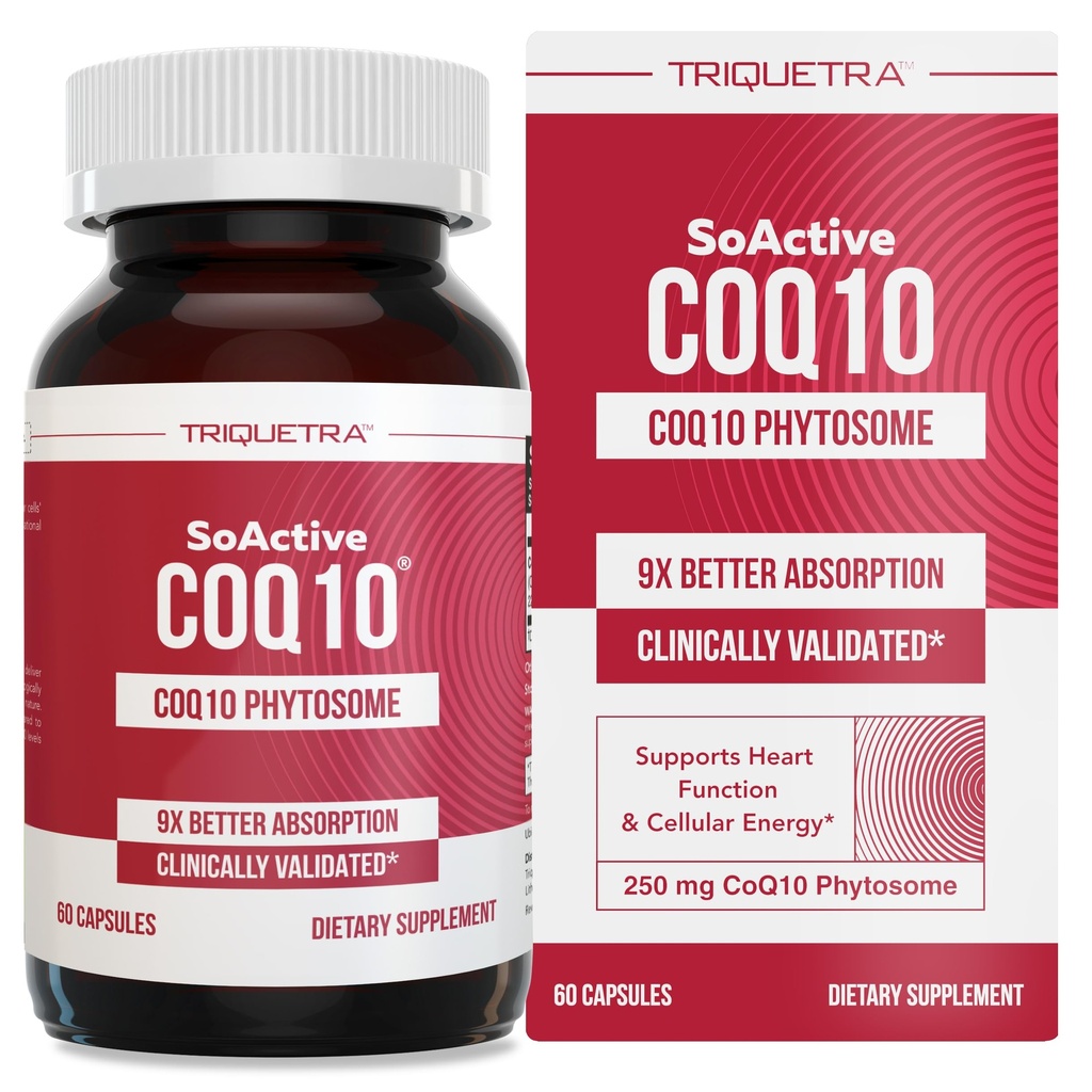 SoActive CoQ10® 250 mg: 9X 높은 흡수를 가진 CoQ10 Phytosome - 입증된 세포질 납품 - 세포질 에너지 생산 (60의 캡슐)를 지원합니다