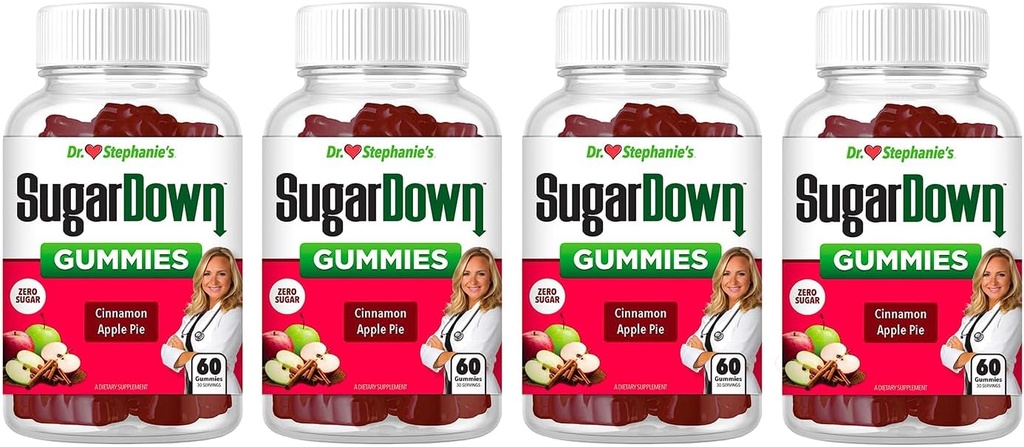 Stephanie의 SugarDown Gummies 박사 - Ceylon & Cassia Cinnamon 보충 - 4 팩