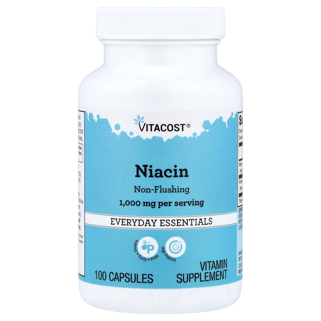 비 비 비 Vitacost Niacin - 플러싱 - 1000 mg 서빙 - 100 캡슐