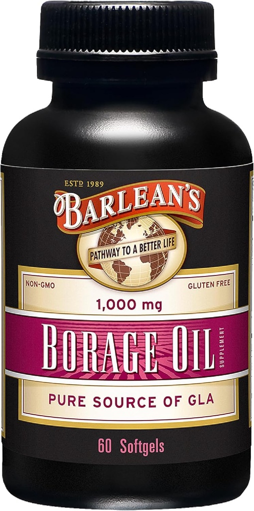 Barlean의 붕대 기름 보충교재, 찬 압박된 순수한 붕대씨 기름은 남자와 여자를 위한 Softgels, 1000 mg GLA 지방산, 60 조사를 강화합니다