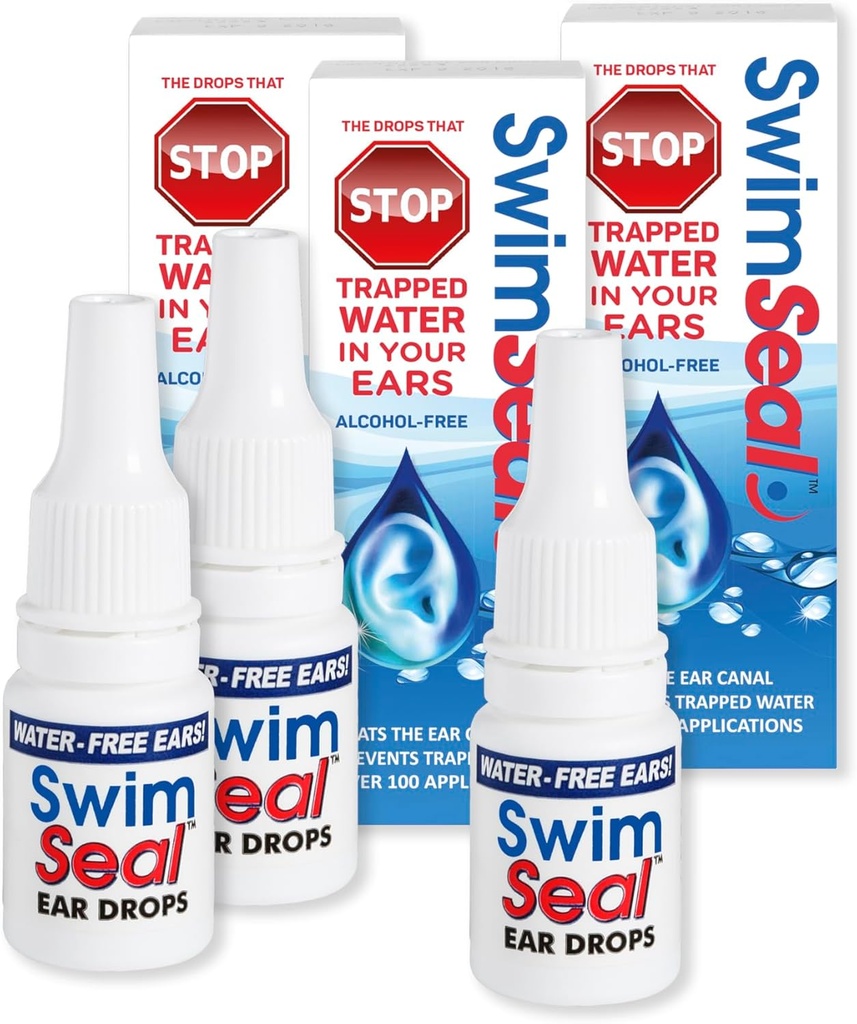 SwimSealTM Pro 3-Pack 모든 천연 Swimmer의 Ear Drops for Daily Use Rather Than Alcohol Drops 또는 Earplugs. 모든 연령대의 모든 물 노출에 대한 당신의 귀에 대한 해결책.