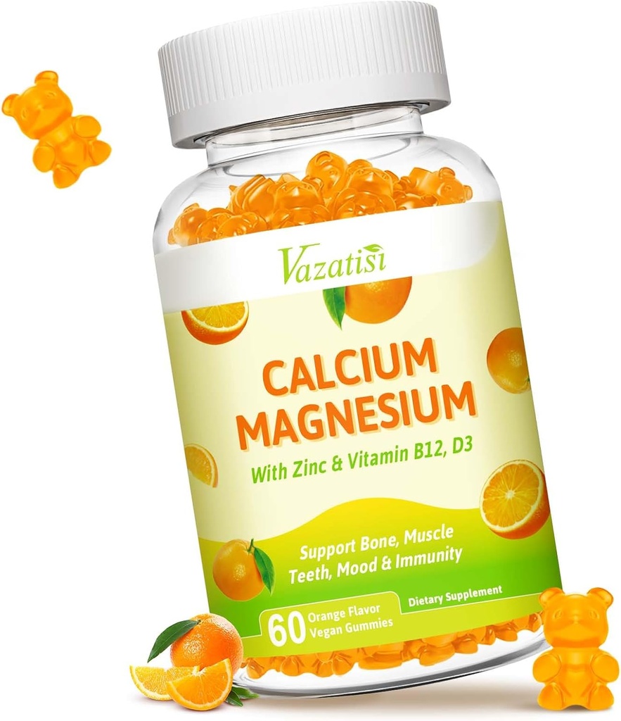 비타민 D3와 K2를 가진 칼슘 마그네슘 아연 Gummies, Immune와 Calm Mood, Vegan 오렌지 풍미 60 Gummies를 위한 높은 흡수 마그네슘 Glycinate 칼륨