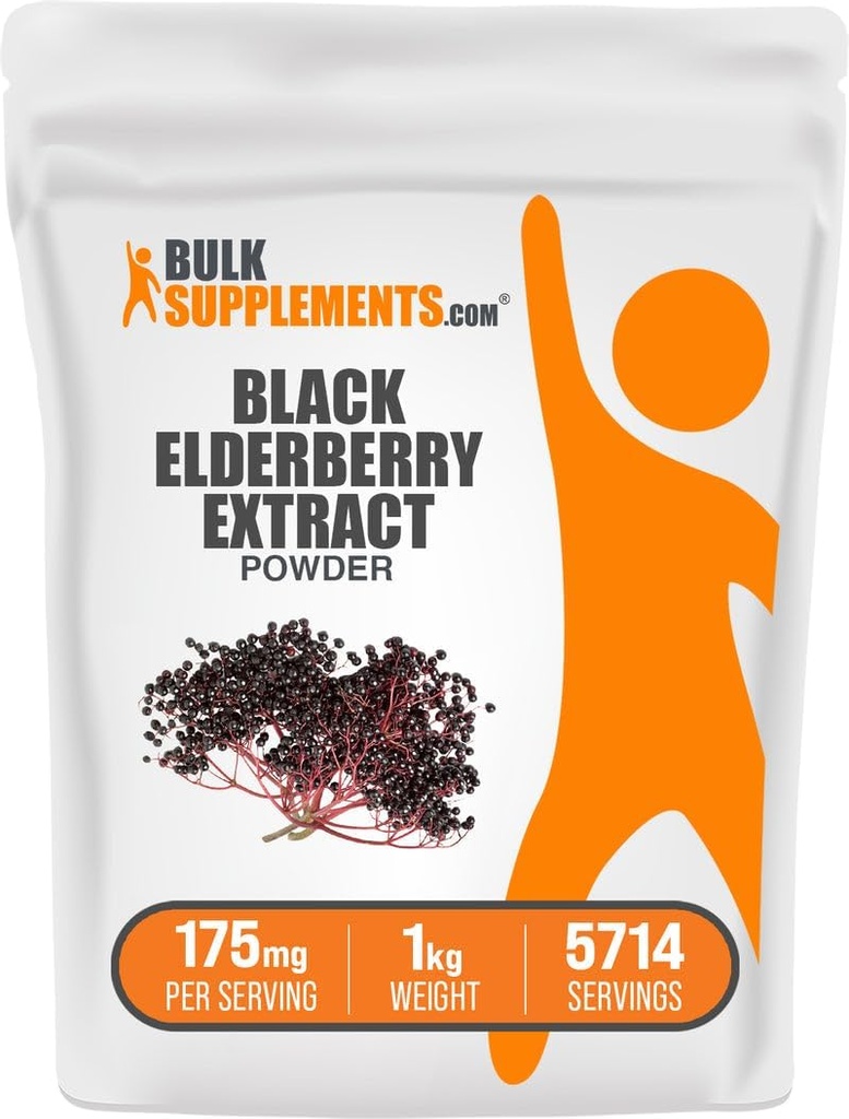 BulkSupplements.com Elderberry 추출 분말 - 블랙 Elderbrry, Immune 지원 보충 - 글루텐 무료 - 봉사 당 175mg, 1kg (2.2 파운드) (팩 1)