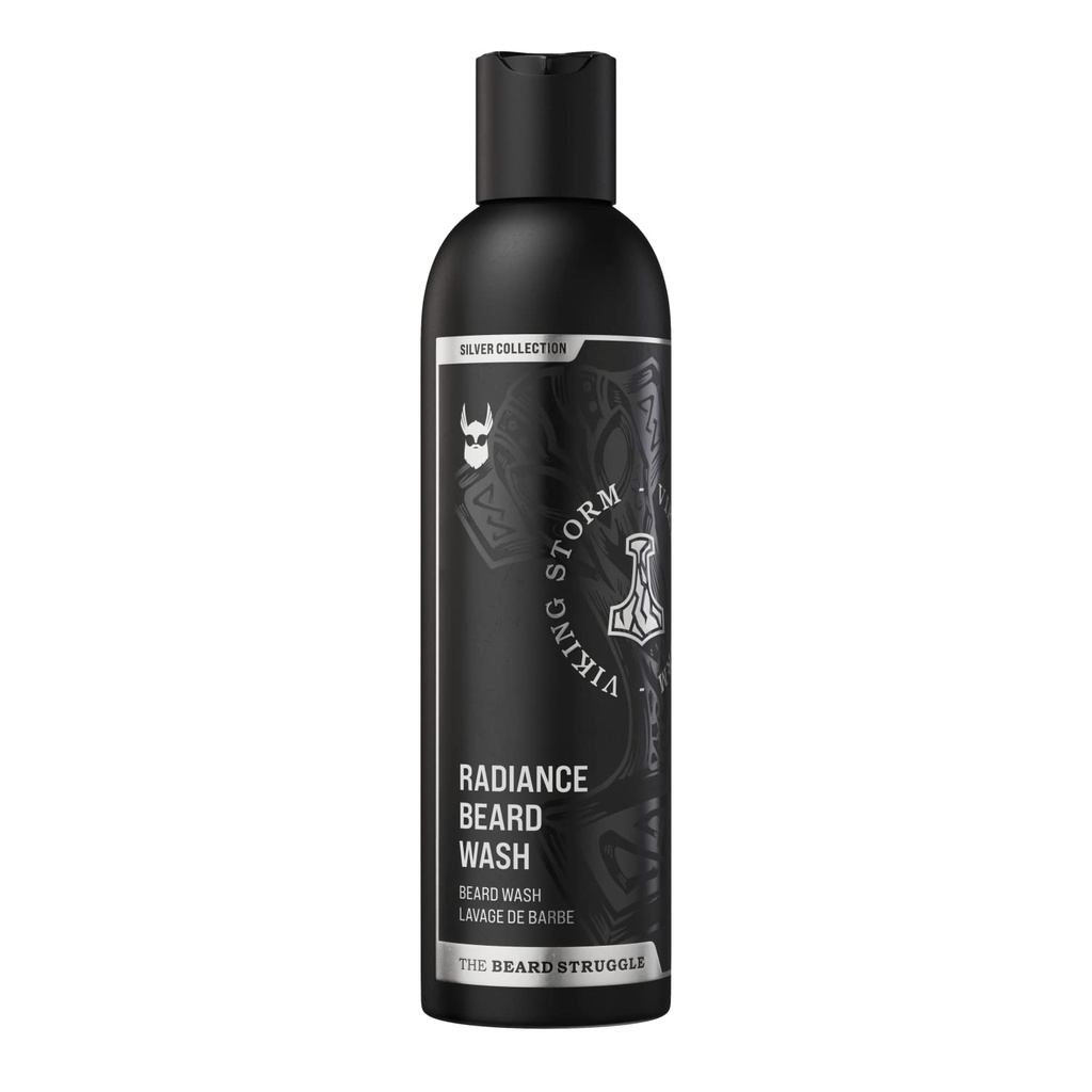 Beard Struggle Radiance Beard Wash - Deep Clean & Hydrated Beard Care - 남성용 바이킹 Beard 샴푸 (8 Fl oz) - 실버 컬렉션 - 골드 컬렉션 - 플래티넘 컬렉션
