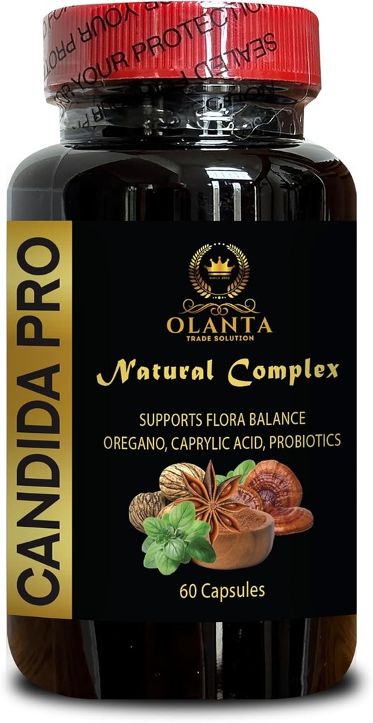 Candida PRO Natural Complex - 지원 Candida 균형, Anise Seeds, 지원 Candida, Oregano 오일을위한 유기 캡슐 - 1 병 60 캡슐