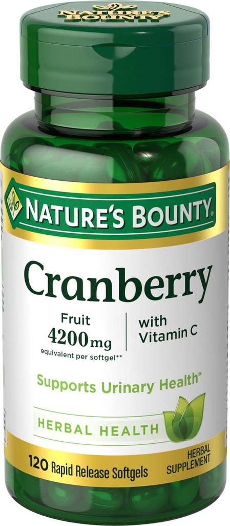 Nature's Bounty Cranberry 과일 Softgels 4200mg 플러스 비타민 C, 100 개