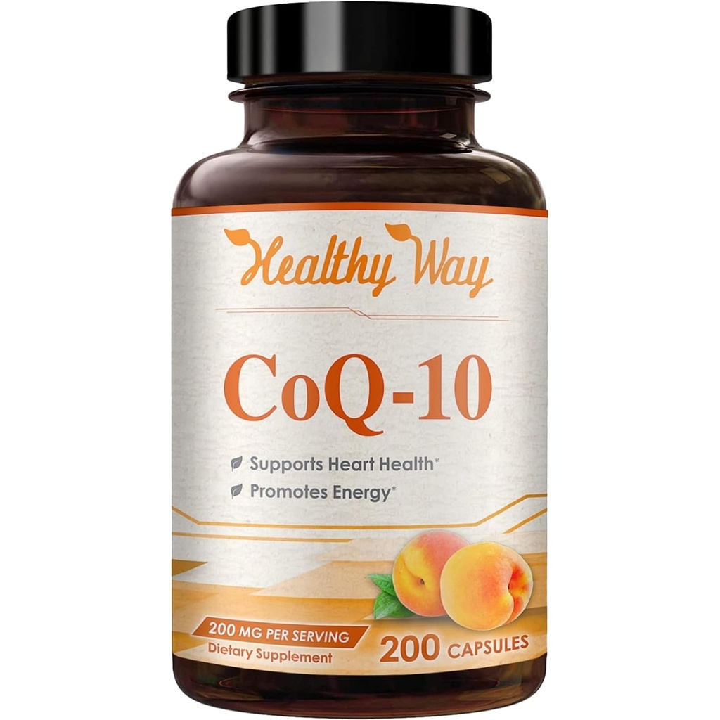 Coenzyme Q10 200mg CoQ10 보충교재 - 심장 건강을 위한 매일 CoQ10 200mg 분말 캡슐, 산화 방지제 & 에너지 지원 -Non-GMO, 빠른 흡수 Ubiquinone Q10 Coenzyme (단 하나)