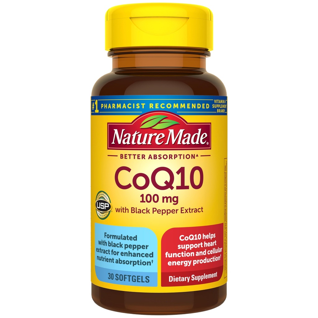 성격 강화한 영양 흡수를 위한 까만 고추 추출물을 가진 CoQ10 100mg, 심장 건강 지원을 위한 규정식 CoQ10 보충교재, 30 Softgels, 30 일 공급