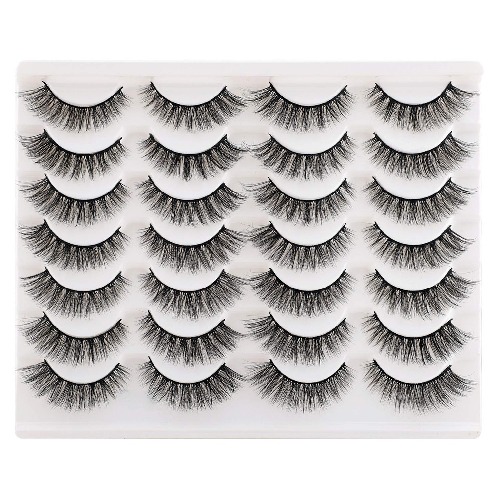 Newcally Lashes False 속눈썹 Cat Eyes Wispy Natural Faux Mink Lashes 14 쌍 팩 라이트 볼륨 짧은 가짜 눈 속눈썹 멀티 팩