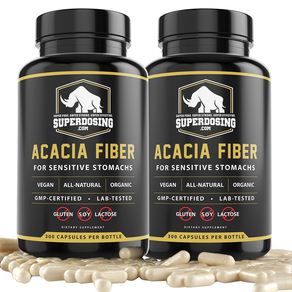 빠른 행동, 유기 Acacia Senegal 섬유 캡슐 600pk. 자연적인 녹는 섬유 보충교재 알약. Vegan Prebiotic 캡슐.