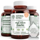 자연적인 Nutra 높은 Allicin 마늘 보충교재, 지원 면역 체계, 개량 심장 건강, 개량 효소 건강, 더 나은 소화, 전투 감기 및 독감, 바닐라 코팅, 500mg의 60의 채식주의자 정제
