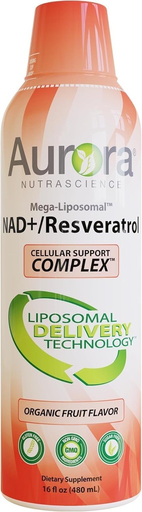 Vida Lifescience Liposomal NAD + 액체 보충 Resveratrol - 32 서빙 - 셀룰러 에너지 및 대사 기능 지원 - Vegan, 글루텐 - 무료, 비 GMO